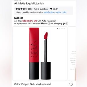 NARS air matte liquid lip- dragon girl